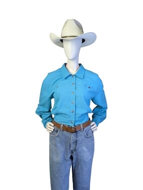 Vintage M Collection Turquoise Cropped Western Jacket Heart Studs Rodeo Cowgirl